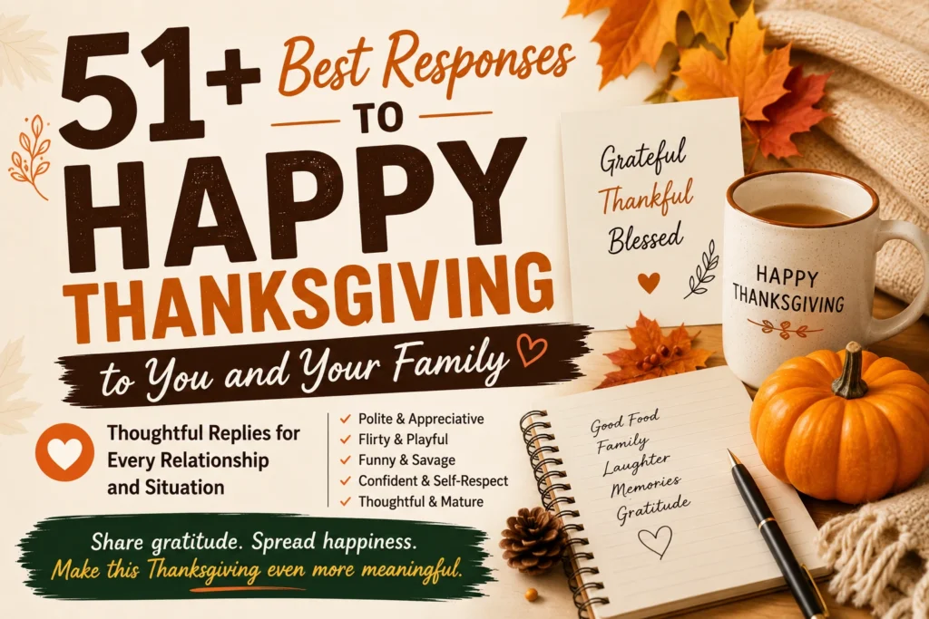 best responses to happy thanksgiving to you and your family