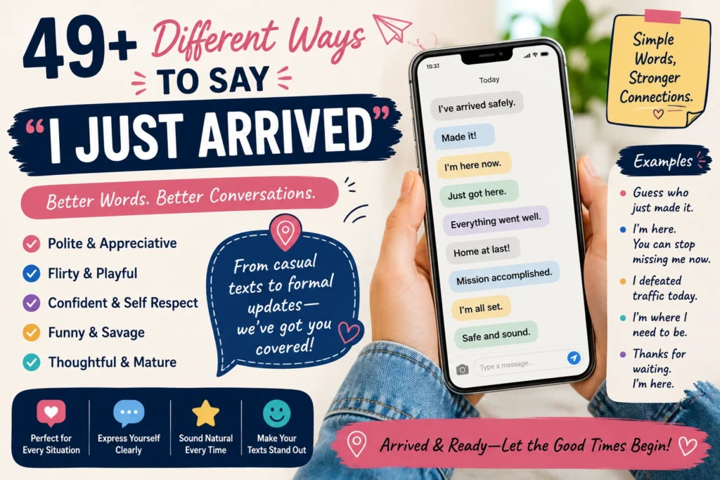 different ways to say i just arrived
