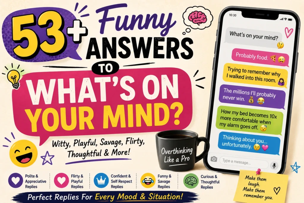 funny answers to whats on your mind