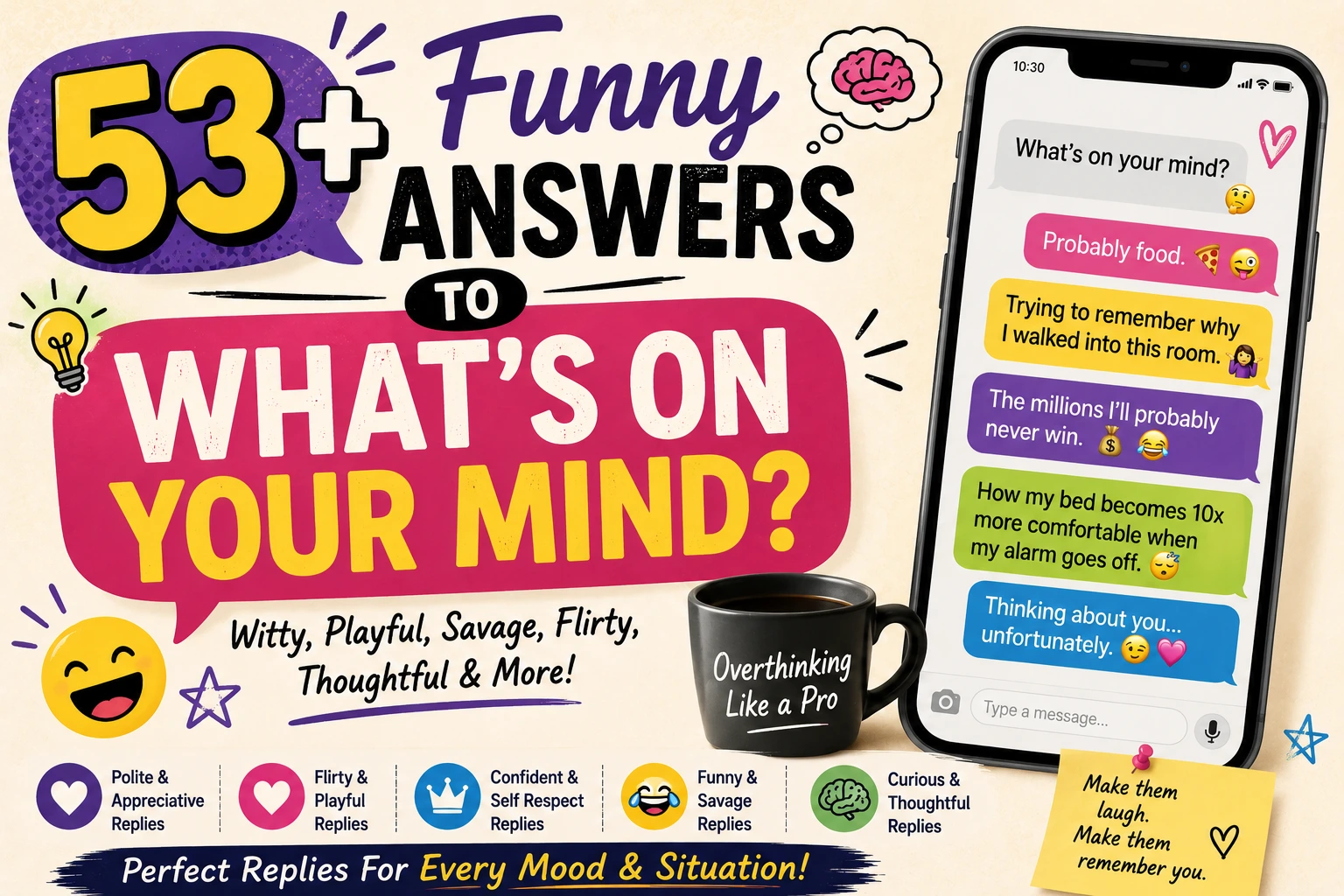 funny answers to whats on your mind