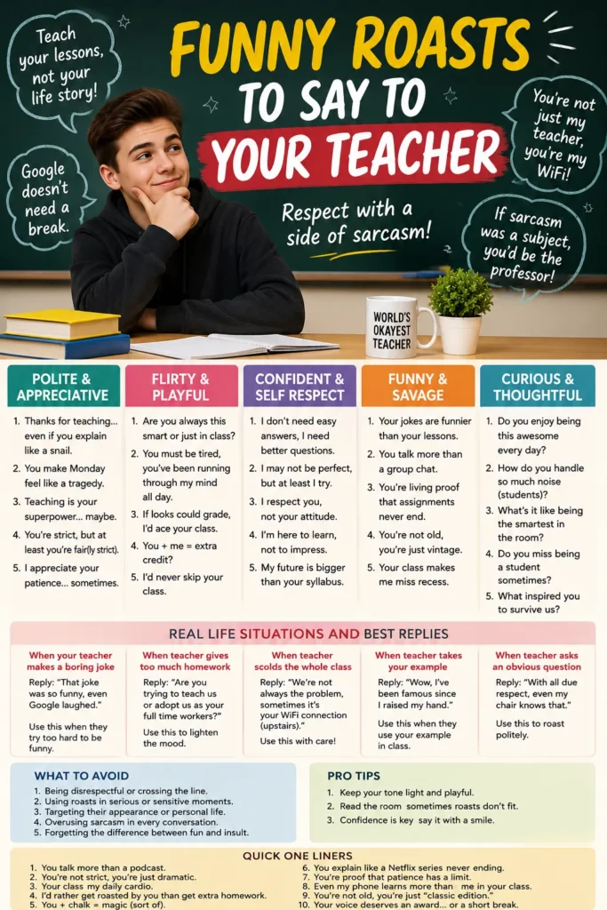 funny roasts to say to your teacher