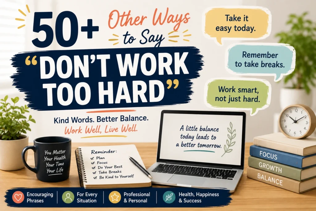 other ways to say dont work too hard
