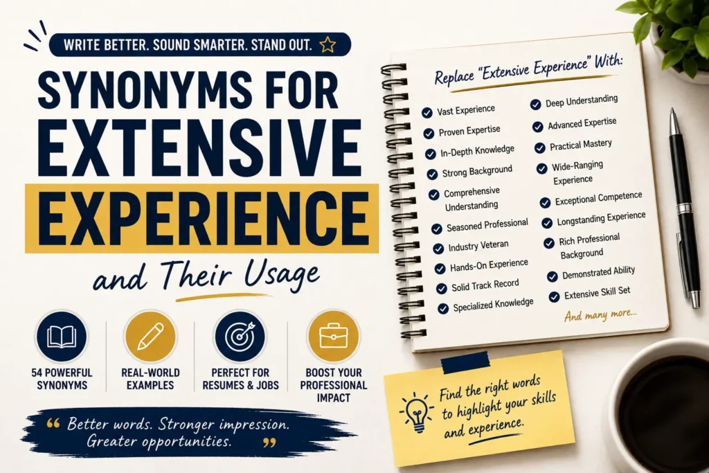 synonyms for extensive experience and their usage